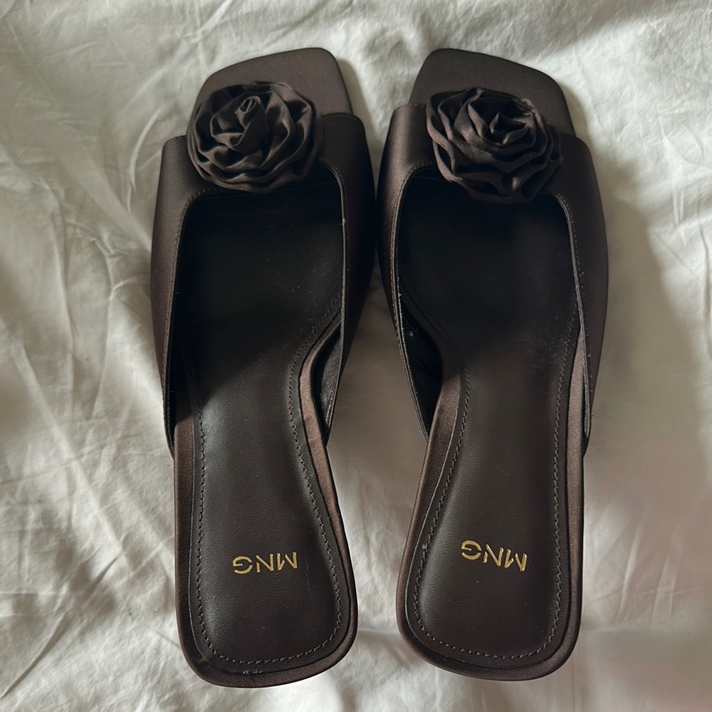 Mango Brown Floral Heels (39)